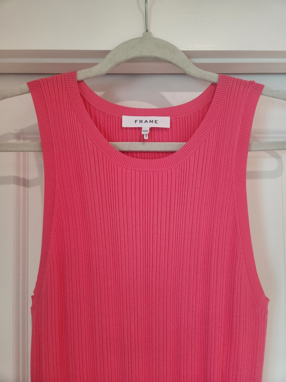FRAME Pink Ribbed Sleeveless Maxi Dress With Side Slit - Picture 4 of 11